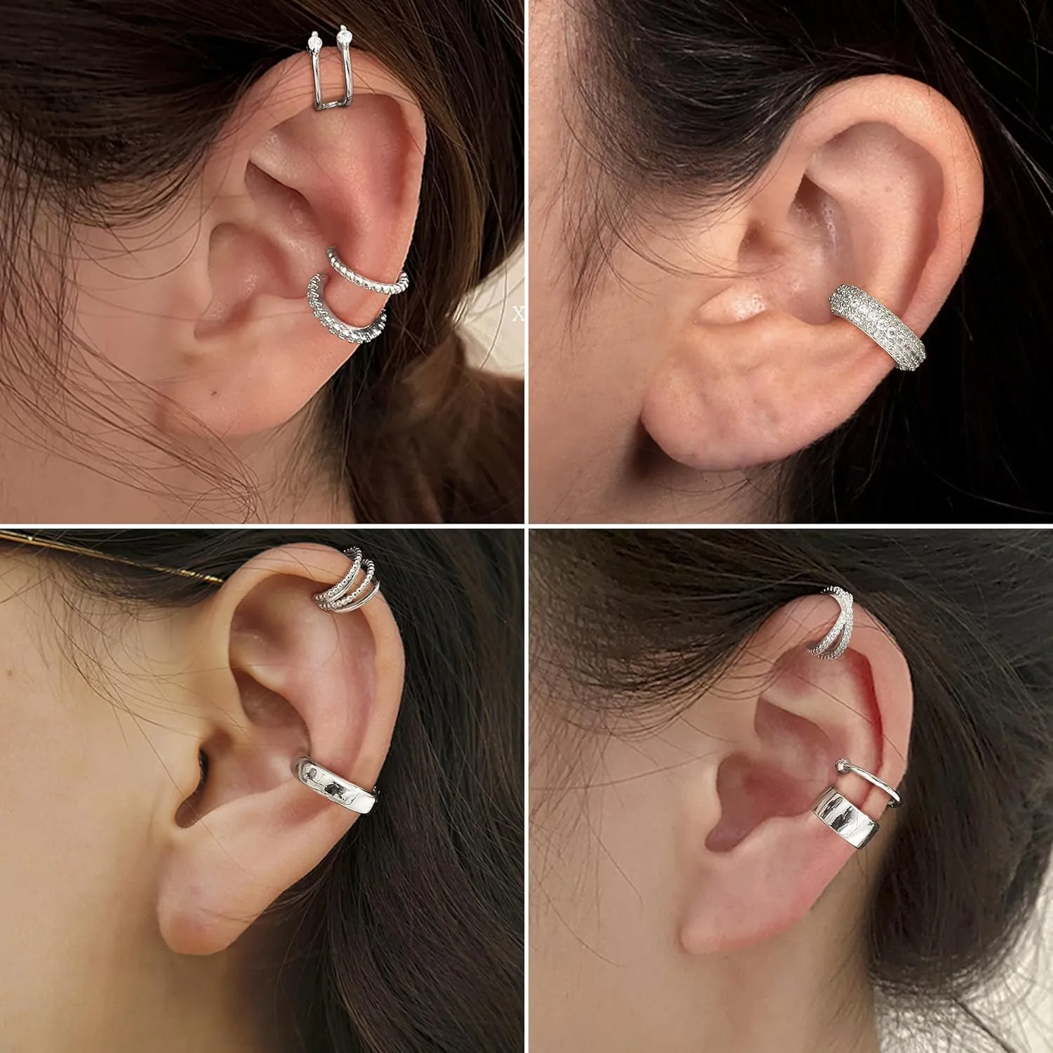 Ear Cuffs Non Piercing Earrings for Women Trendy Lightweight Gold Silver Clip On Fake Earrings Non Pierced Cartilage Ear Cuff Jewelry Set