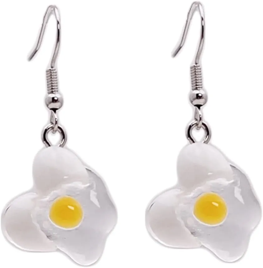 Egg Dangle Hook Earrings for Women Resin Funny Cute Egg Food Earrings