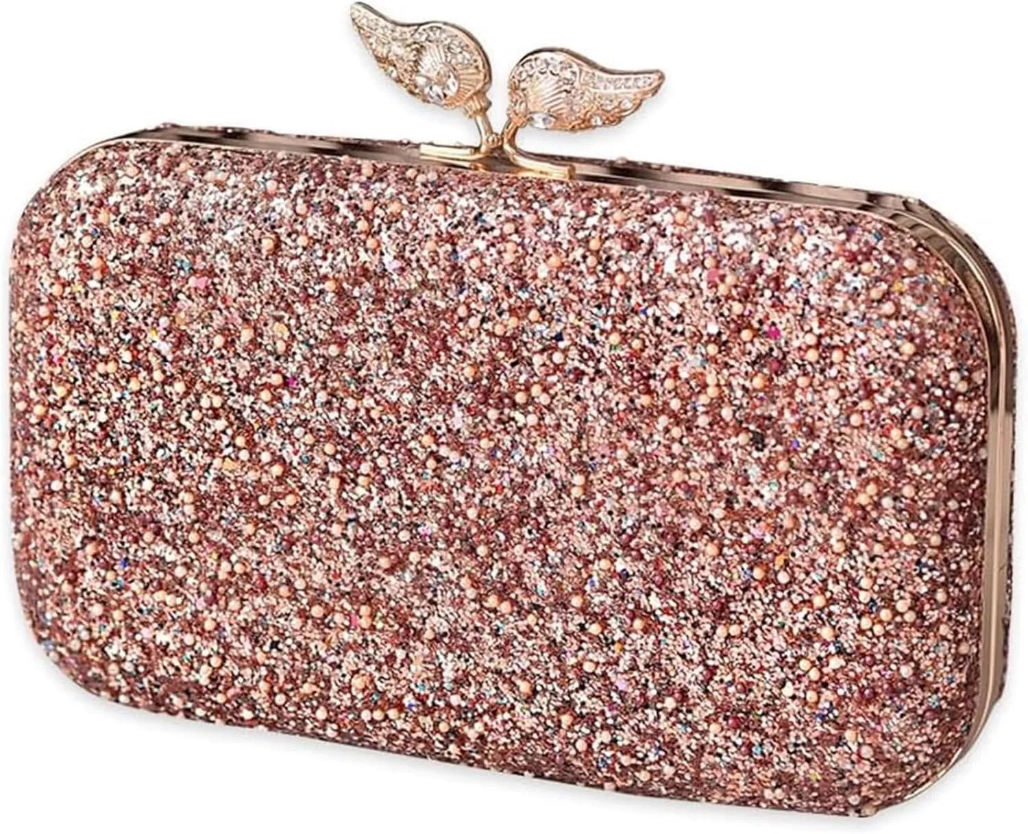 Elegant Red Sequin Evening Bag for Women | Beaded Bridal Clutch Purse with Detachable Chain | Stylish Crossbody Handbag(Champagne)