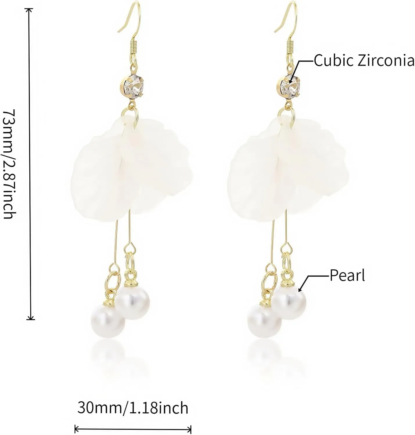 Elegant Shell Flower Dangle Earrings for Women, Long Tassel and Pearl Drop Earrings with Silver Plated Hook, Chic Bridal Party Jewelry, Hypoallergenic Statement Earrings Gift