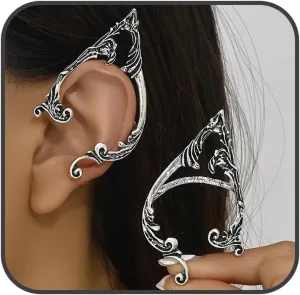 Elf Leaf Ear Cuff Piercing Vintage Spray Cartilage Fairy Ears Climber Wrap Stud Earrings Halloween Costume Cosplay