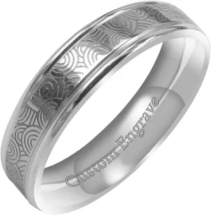 Everstone Custom Personalize Engrave Matte & Brushed Flat Ring Male Female Men Women His Her Groom Bride Promise Ring Wedding Bands Titanium Ring Color: Platinum Sz