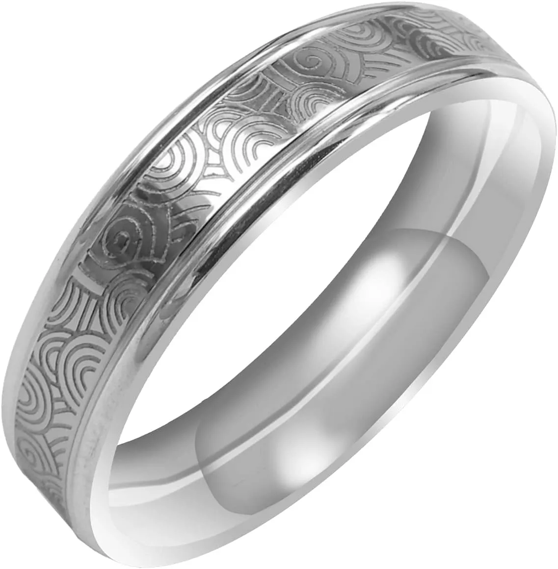 Everstone Custom Personalize Engrave Matte & Brushed Flat Ring Male Female Men Women His Her Groom Bride Promise Ring Wedding Bands Titanium Ring Color: Platinum Sz