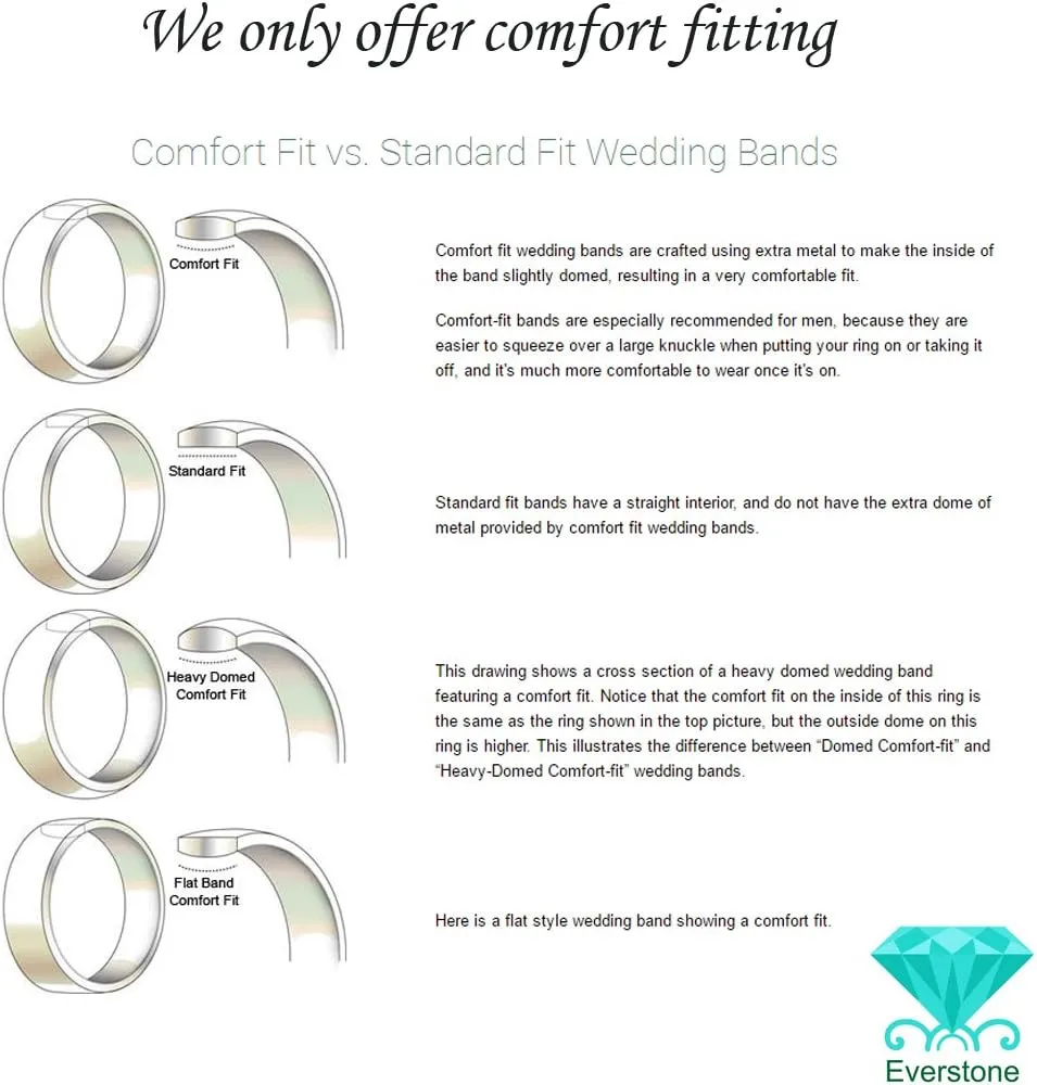 Everstone Custom Personalize Engrave Shiny Polish Dome Ring Male Female Men Women His Her Groom Bride Promise Ring Wedding Bands Titanium Ring Color: Platinum Sz