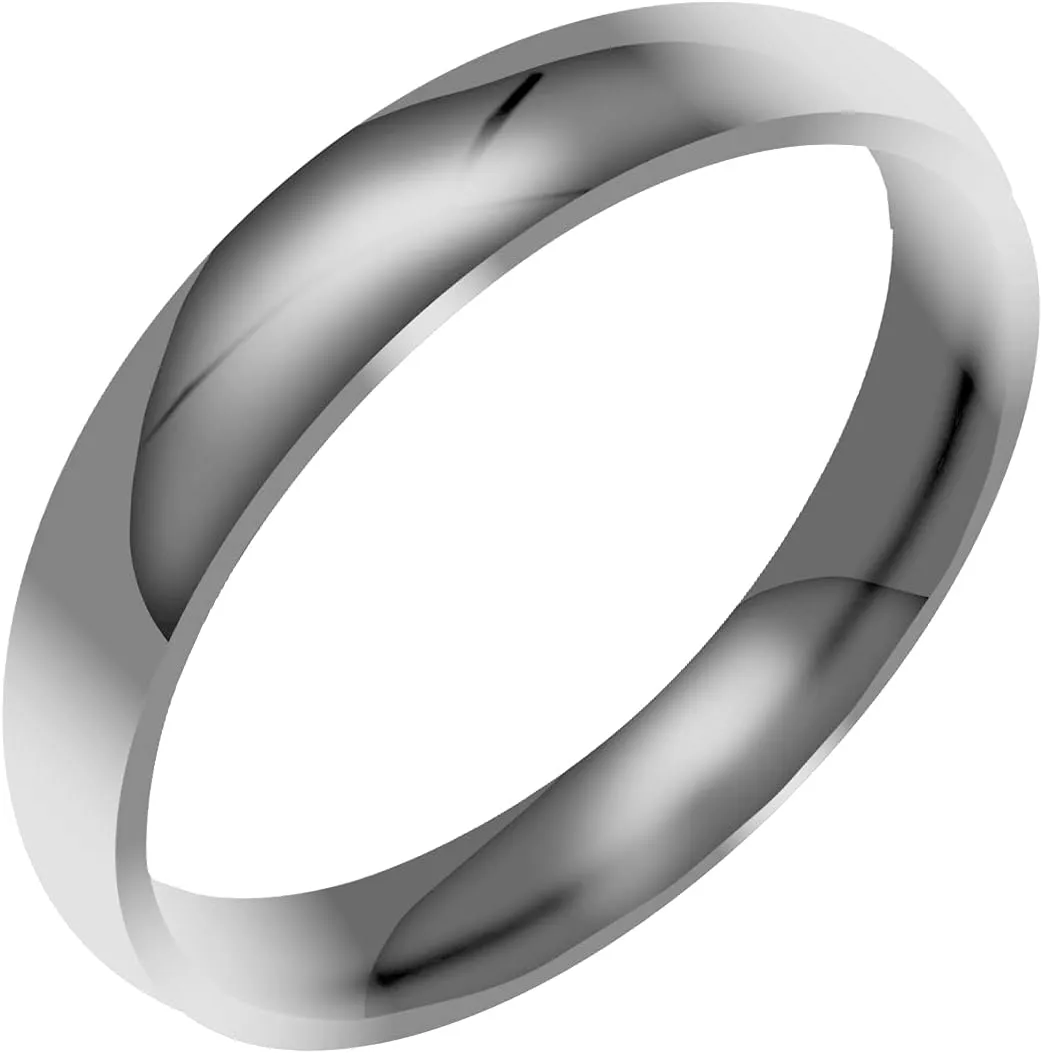Everstone Custom Personalize Engrave Shiny Polish Dome Ring Male Female Men Women His Her Groom Bride Promise Ring Wedding Bands Titanium Ring Color: Platinum Sz