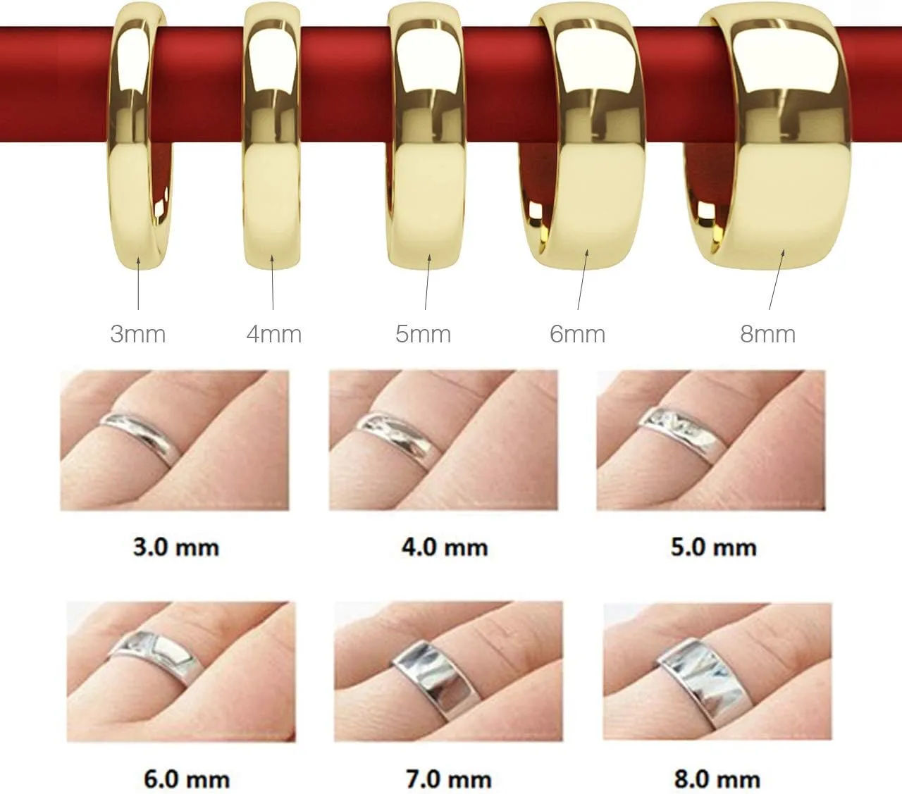 Everstone Women's Matte & Polish 4MM & 6MM Flat Promise Ring Wedding Bands Titanium Ring Two Tone Color: Yellow Gold & Platinum Engraved I Love You