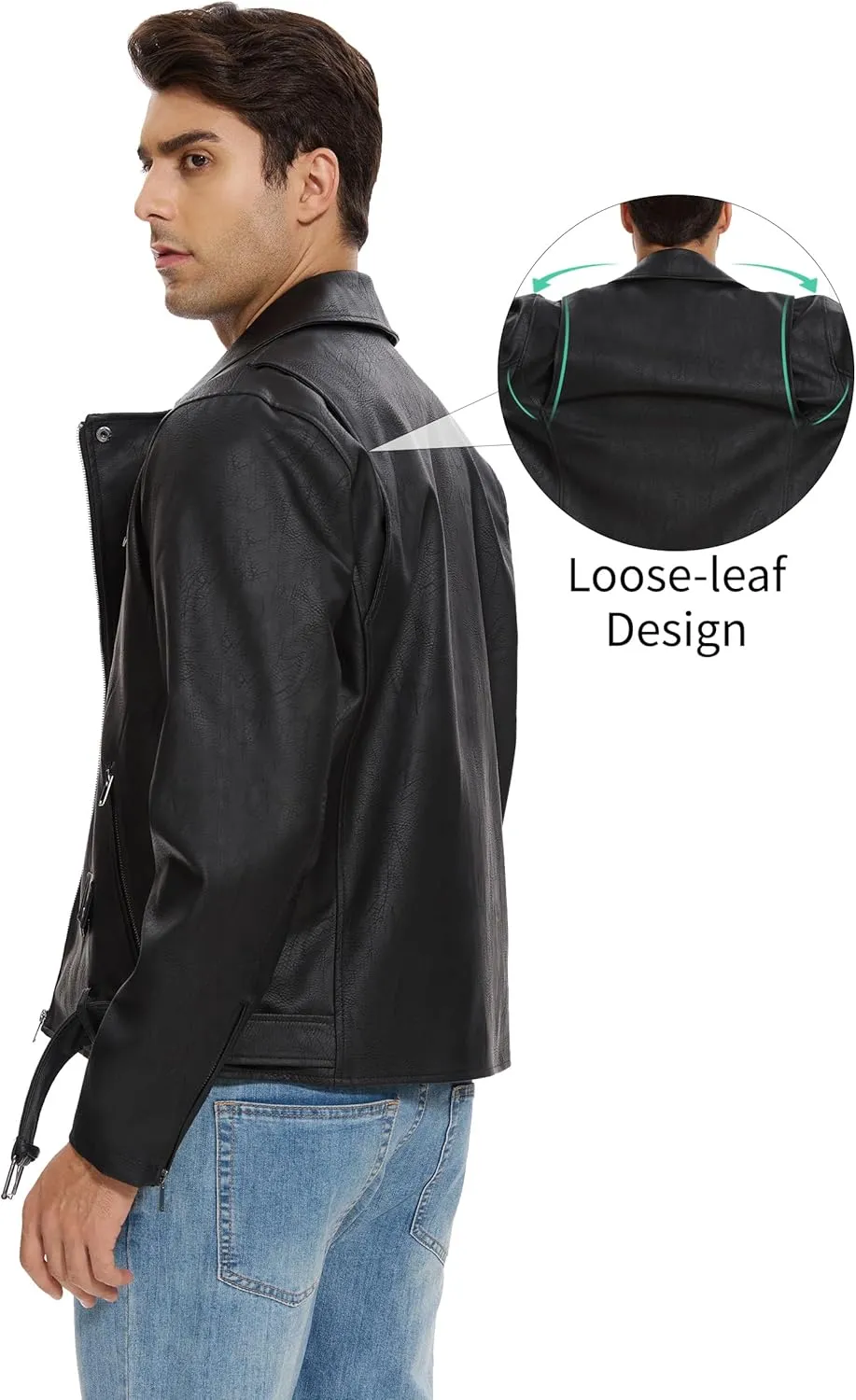 Fahsyee Faux Leather Jacket Men - Motorcycle Bomber Jackets Lightweight Casual Vintage Slim Fit Riding Coat