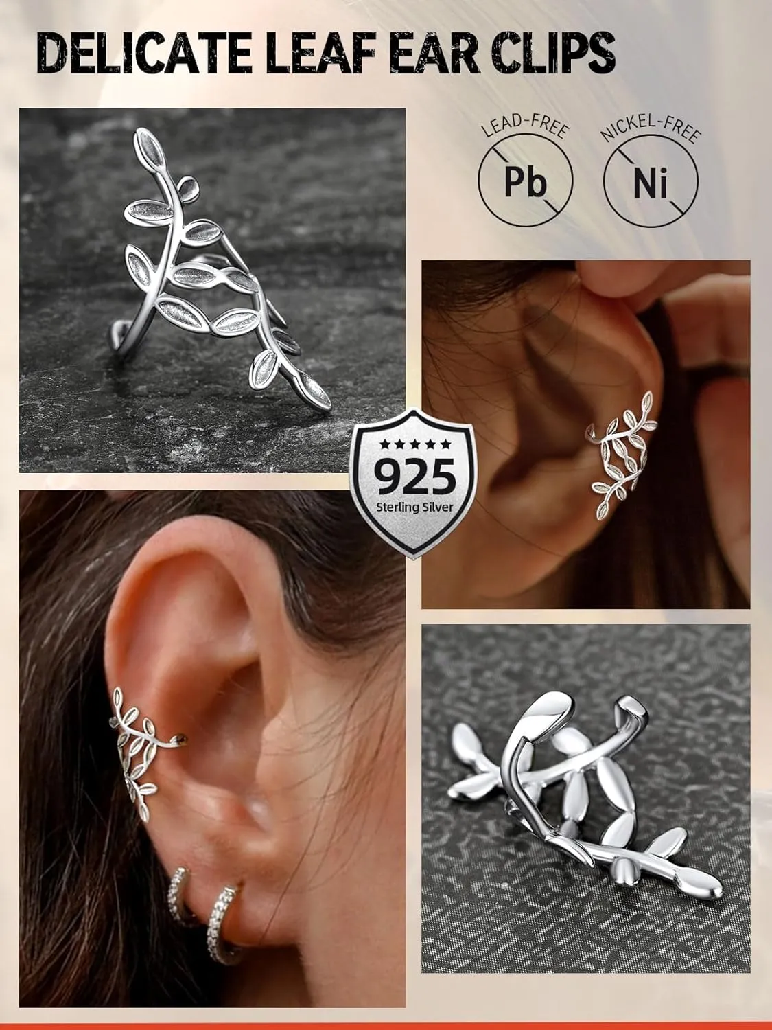 FaithHeart Ear Cuff Earrings for Women Non Piercing Lightweight Sterling Silver Ear Cuff for Non Pierced Ears Hypoallergenic Fake Earrings with Gift Box