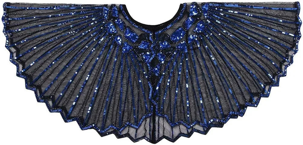 Fall Clothes Junior Girls Sequin Flapper Cover up 1920s Shawl Women's Bolero Cape Evening Beaded Women's