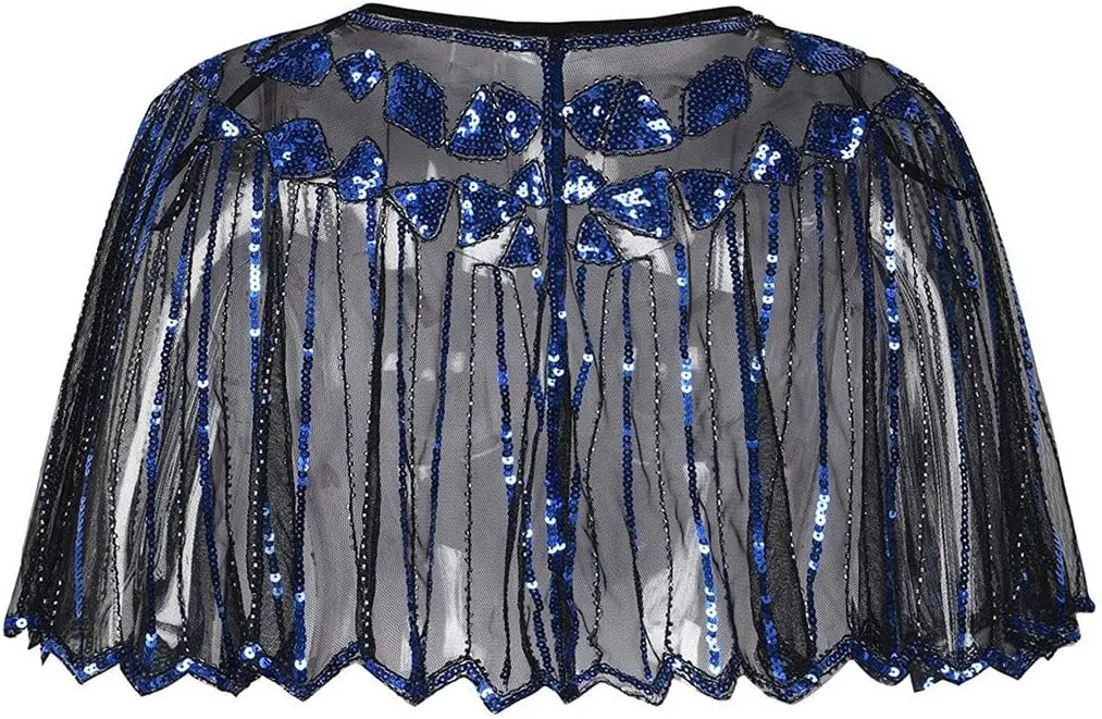 Fall Clothes Junior Girls Sequin Flapper Cover up 1920s Shawl Women's Bolero Cape Evening Beaded Women's