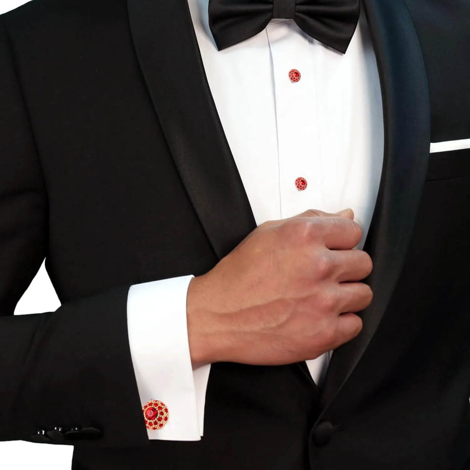 Fancy Crystal Tuxedo Studs and Cufflinks for Men,Men's Tuxedo Shirt Accessories on Wedding Anniversary Formal Party Chrismas.
