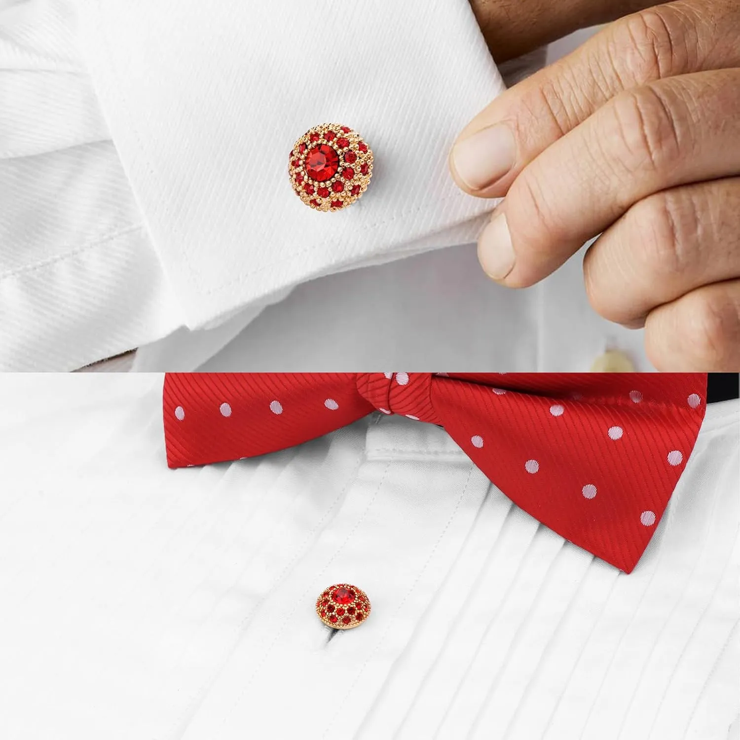 Fancy Crystal Tuxedo Studs and Cufflinks for Men,Men's Tuxedo Shirt Accessories on Wedding Anniversary Formal Party Chrismas.