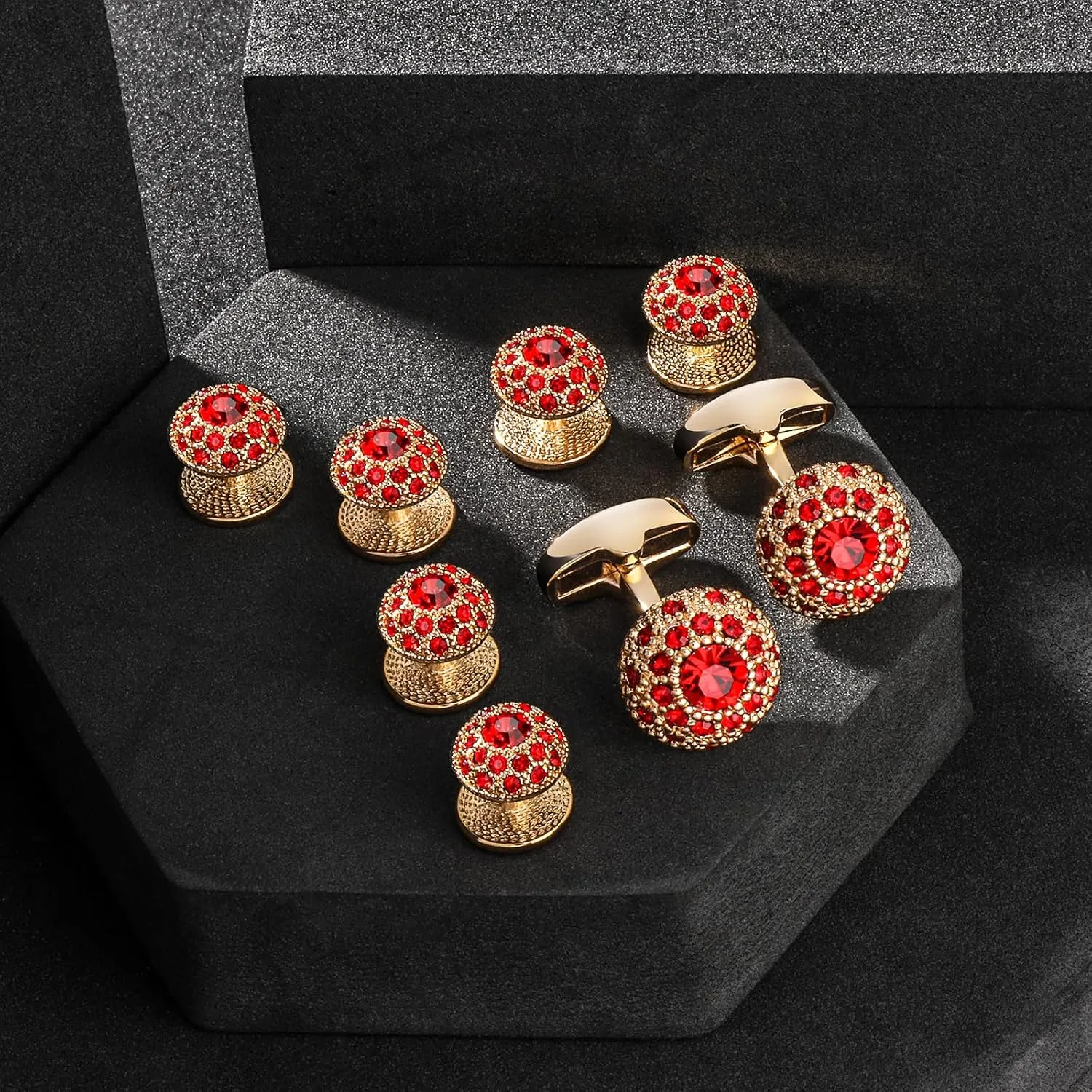 Fancy Crystal Tuxedo Studs and Cufflinks for Men,Men's Tuxedo Shirt Accessories on Wedding Anniversary Formal Party Chrismas.