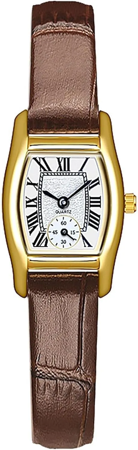 FANMIS Elegant Women Bracelet Watch Vintage Minimalist Design Classic Ladies Roman Numeral Quartz Watch Ultra-Thin Fashion Dress Watches (Brown)