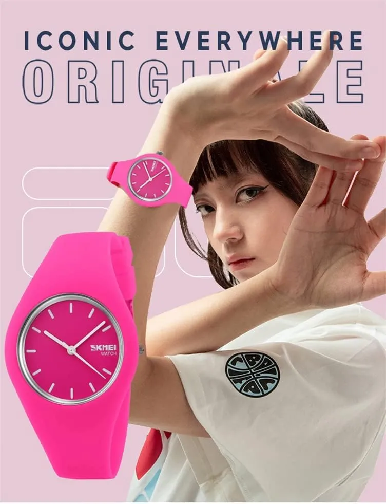FANMIS Women Men Fashion Minimalist Analog Quartz Watch Unisex Casual Simple Style Ultra-Thin Sports Military Watch Waterproof Outdoor Watch with Silicone Strap