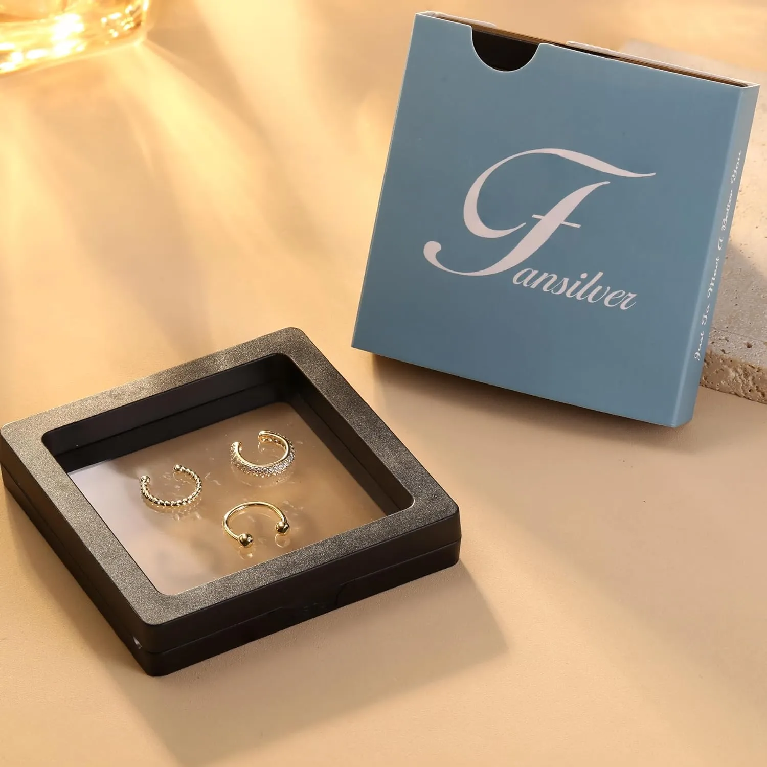 Fansilver 3Pcs Ear Cuff Earrings for Women Non Piercing14K Gold Plated Ear Cuffs Clip on Cartilage Earrings Adjustable Fake Earrings Lightweight