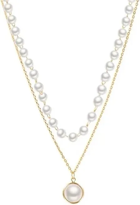 Fashion Chain Pearl Necklace for Women Baroque Pearl Metal Charm Pendants Necklaces Choker Bead Chain Jewelry Giftscloset-Hanging-Jewelry-Organizers