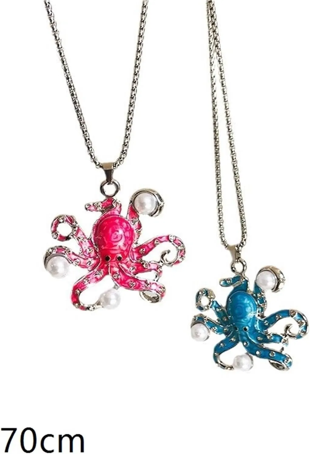 Fashionable Octopus Shape Necklace Niche Sweater Chain Pendant High-end Pearl Pendant(Red)