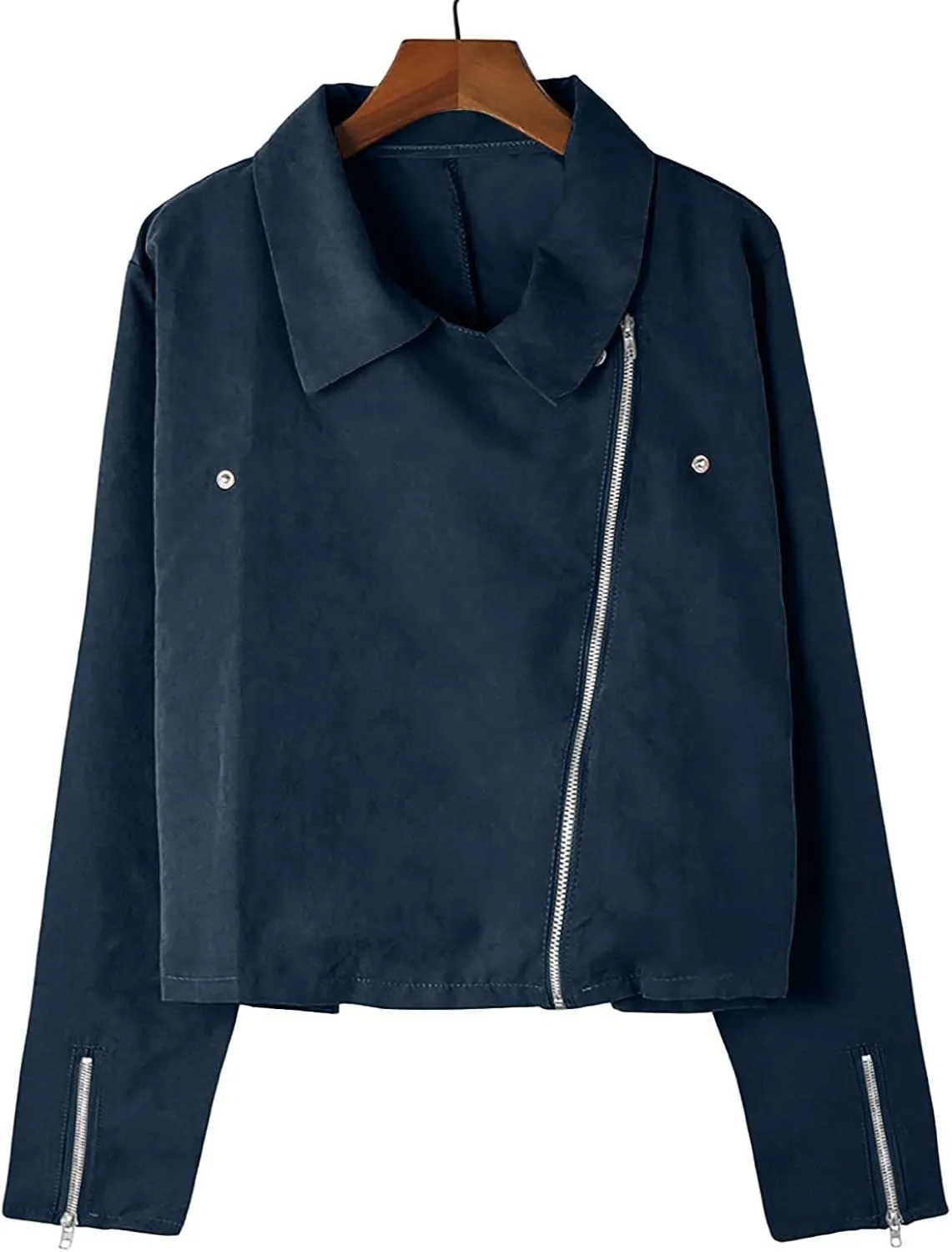 Faux Leather Jacket Women, Women's Motorcycle Jackets Fitted Slim Short Coat Moto Biker Zip Up Outwear Tops
