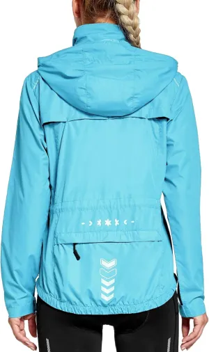 FitsT4 Sports Women's Cycling Running Jackets Lightweight Windproof Bike Windbreaker Reflective with Hooded