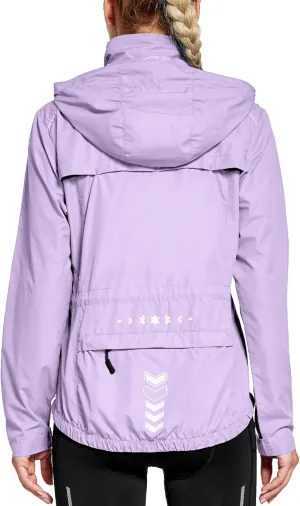 FitsT4 Sports Women's Cycling Running Jackets Lightweight Windproof Bike Windbreaker Reflective with Hooded