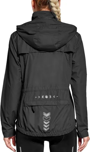 FitsT4 Sports Women's Cycling Running Jackets Lightweight Windproof Bike Windbreaker Reflective with Hooded