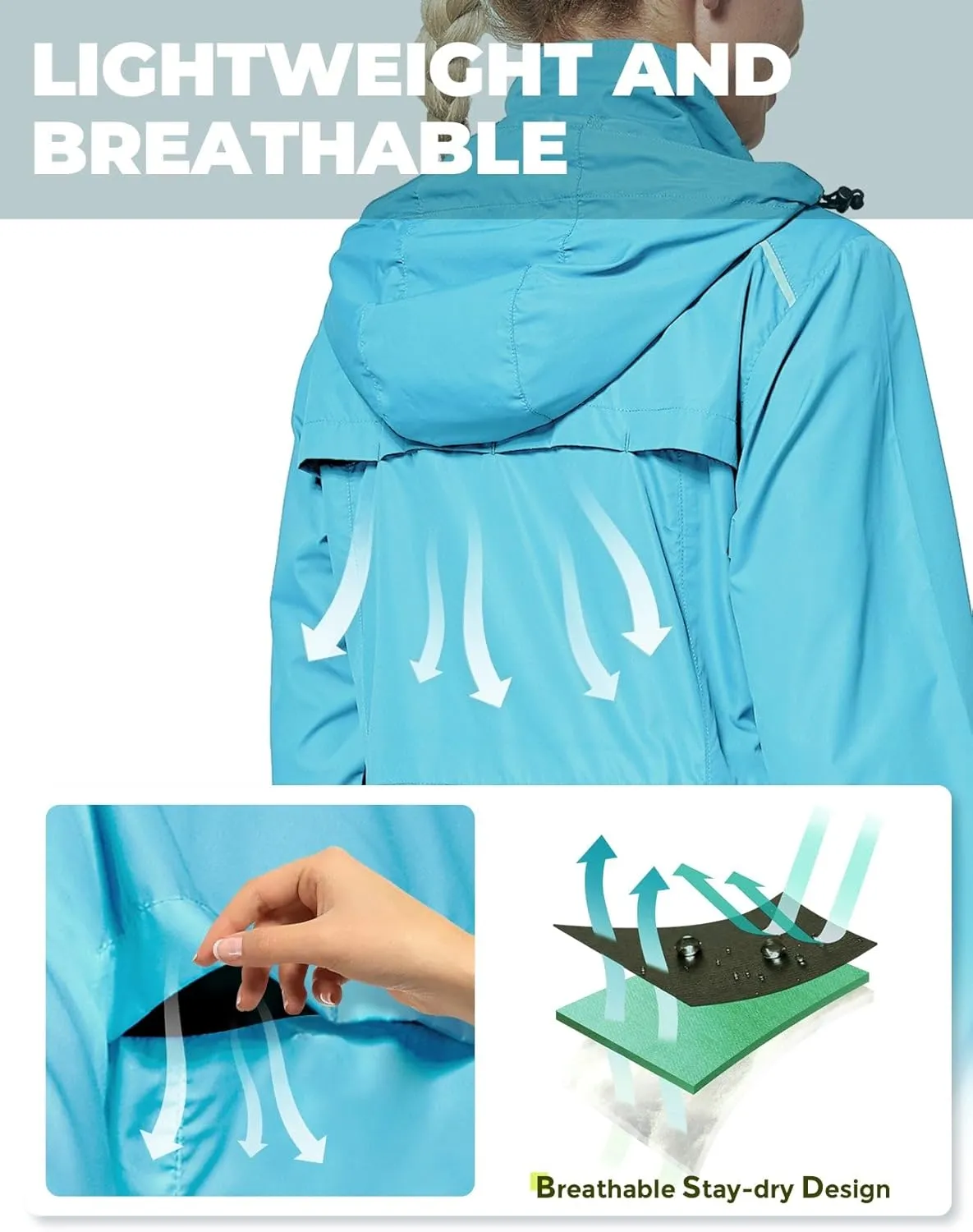 FitsT4 Sports Women's Cycling Running Jackets Lightweight Windproof Bike Windbreaker Reflective with Hooded