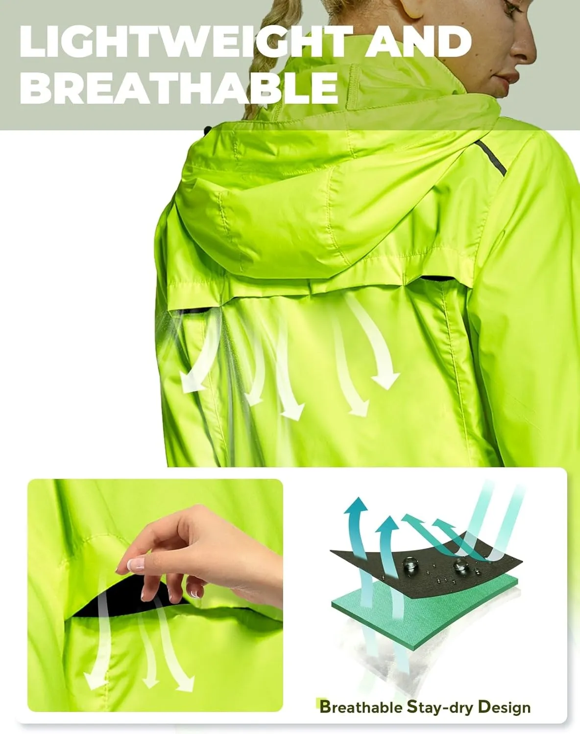 FitsT4 Sports Women's Cycling Running Jackets Lightweight Windproof Bike Windbreaker Reflective with Hooded