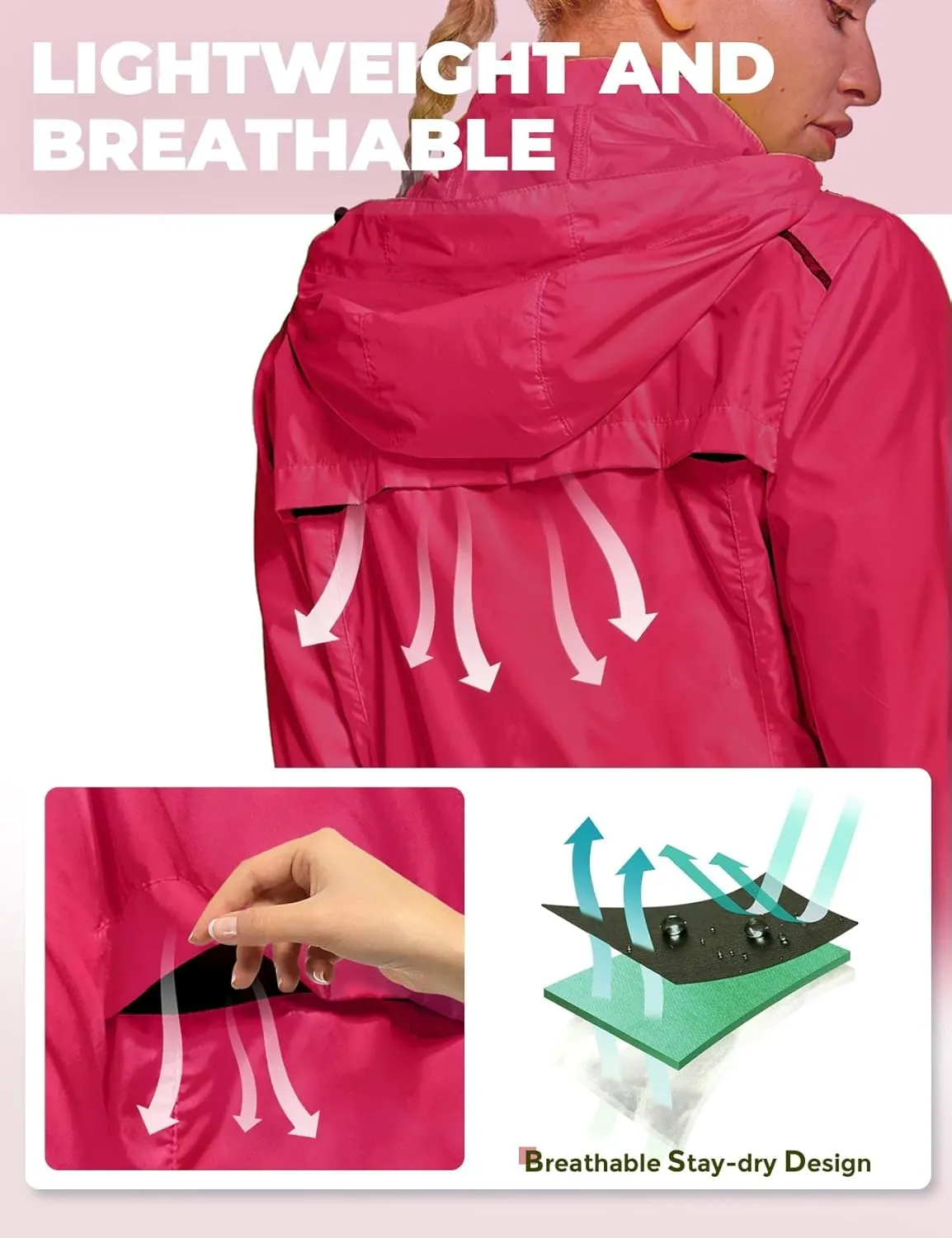 FitsT4 Sports Women's Cycling Running Jackets Lightweight Windproof Bike Windbreaker Reflective with Hooded