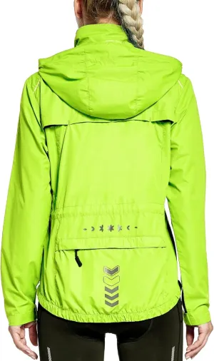 FitsT4 Sports Women's Cycling Running Jackets Lightweight Windproof Bike Windbreaker Reflective with Hooded