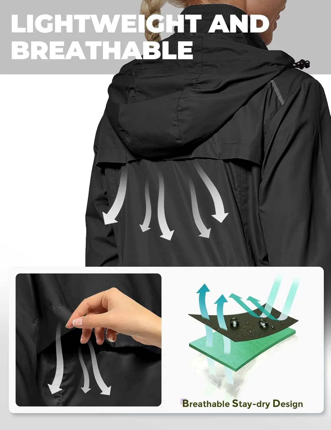 FitsT4 Sports Women's Cycling Running Jackets Lightweight Windproof Bike Windbreaker Reflective with Hooded