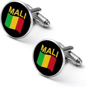 Flag of Mali Cufflinks for Men Round Cuff Links Tuxedo Shirts for Business Wedding Formal Suit