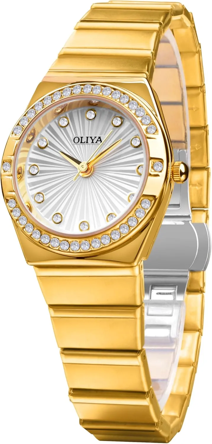 FORSINING Luxury Women's Diamond Watch Elegant Quartz Ladies Dress Watch Stainless Steel Luminous Date Waterproof Women Watches