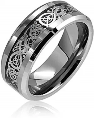 Free Engraving Ring for Men and Ring for Women 6 MM Dragon Design Tungsten Carbide Wedding Band Ring Ideal Rings for Couples/Ring for Engagement/Rings for Anniversary