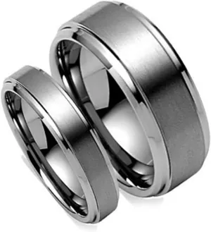 Free Personalized laser engraving Ring for Men and Women His & Her's 8MM/6MM Brush Center Step Edge Tungsten Carbide Wedding Set Wedding Ideal Rings for couples
