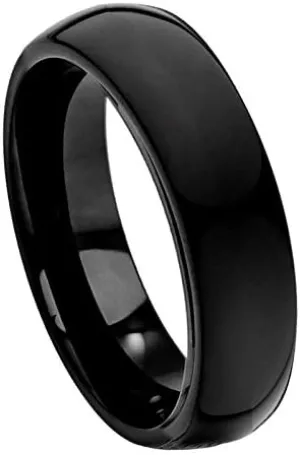 Free Personalized laser engraving Ring for Men and Women tungsten 6mm High Polished Black IP Plated Classic Domed Band Wedding Ideal Rings for couples