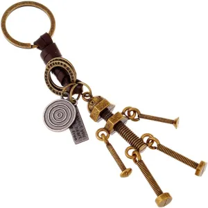 Funny live Home Office Car Keychain Couple Key Ring Key Chain Alloy Screw Robot Creative Leather Pendant
