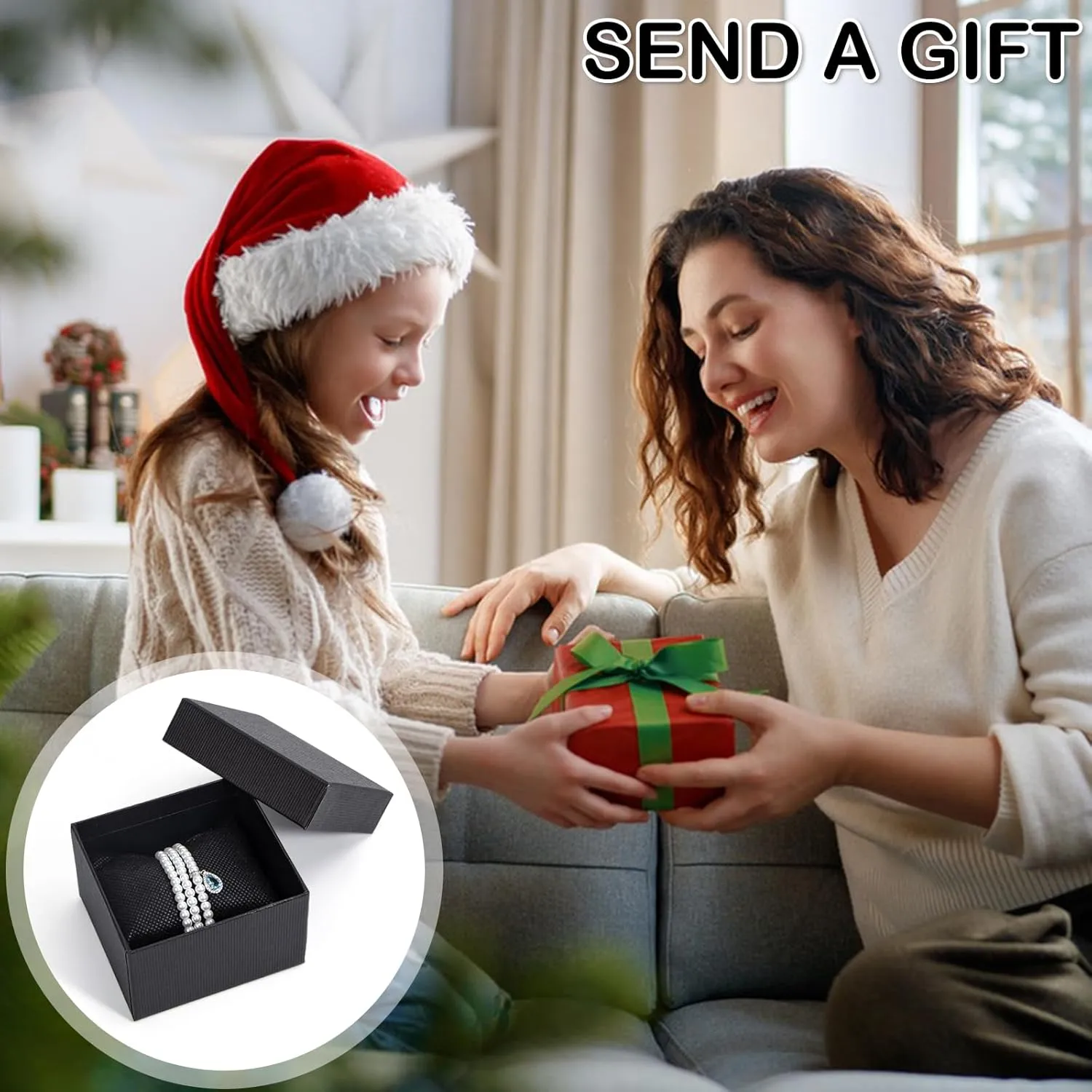 Gasuuo Watch Gift Box, 6 Pack Paper Cardboard Watch Box with Pillow Watch Box Jewelry Gift Boxes Square Cardboard Boxes for Men and Women, Christmas, Birthdays,Valentine's Day 3.5"x3.2"x2.1", Black