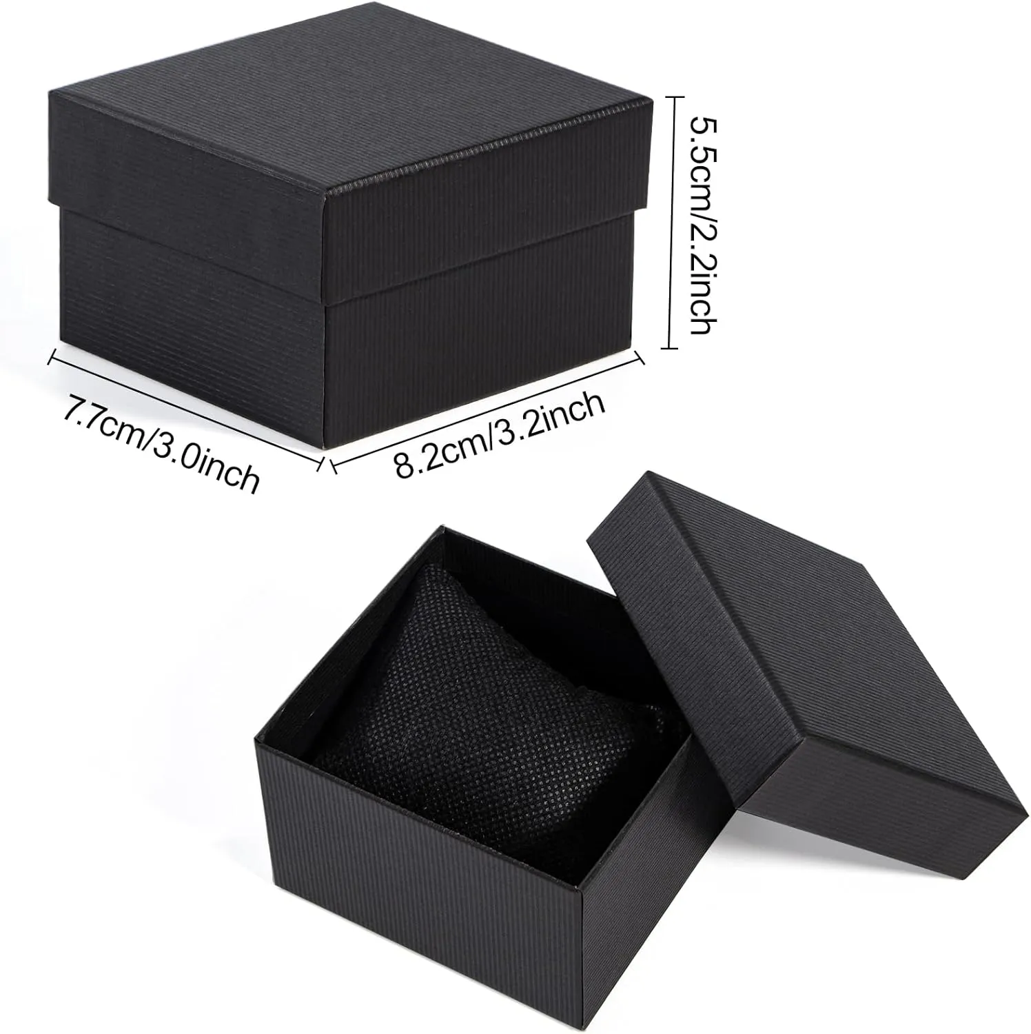 Gasuuo Watch Gift Box, 6 Pack Paper Cardboard Watch Box with Pillow Watch Box Jewelry Gift Boxes Square Cardboard Boxes for Men and Women, Christmas, Birthdays,Valentine's Day 3.5"x3.2"x2.1", Black