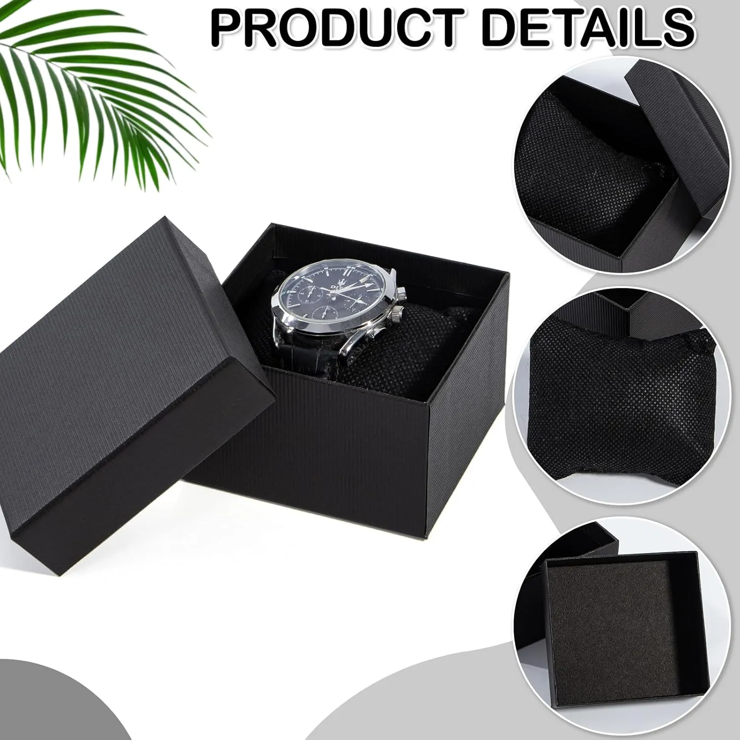 Gasuuo Watch Gift Box, 6 Pack Paper Cardboard Watch Box with Pillow Watch Box Jewelry Gift Boxes Square Cardboard Boxes for Men and Women, Christmas, Birthdays,Valentine's Day 3.5"x3.2"x2.1", Black