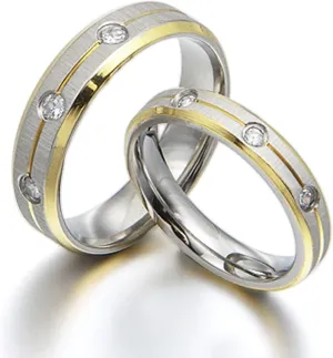 Gemini His & Her Matching Yellow Gold Filled CZ Diamonds Valentine's Day Gift Anniversary Wedding Rings Set