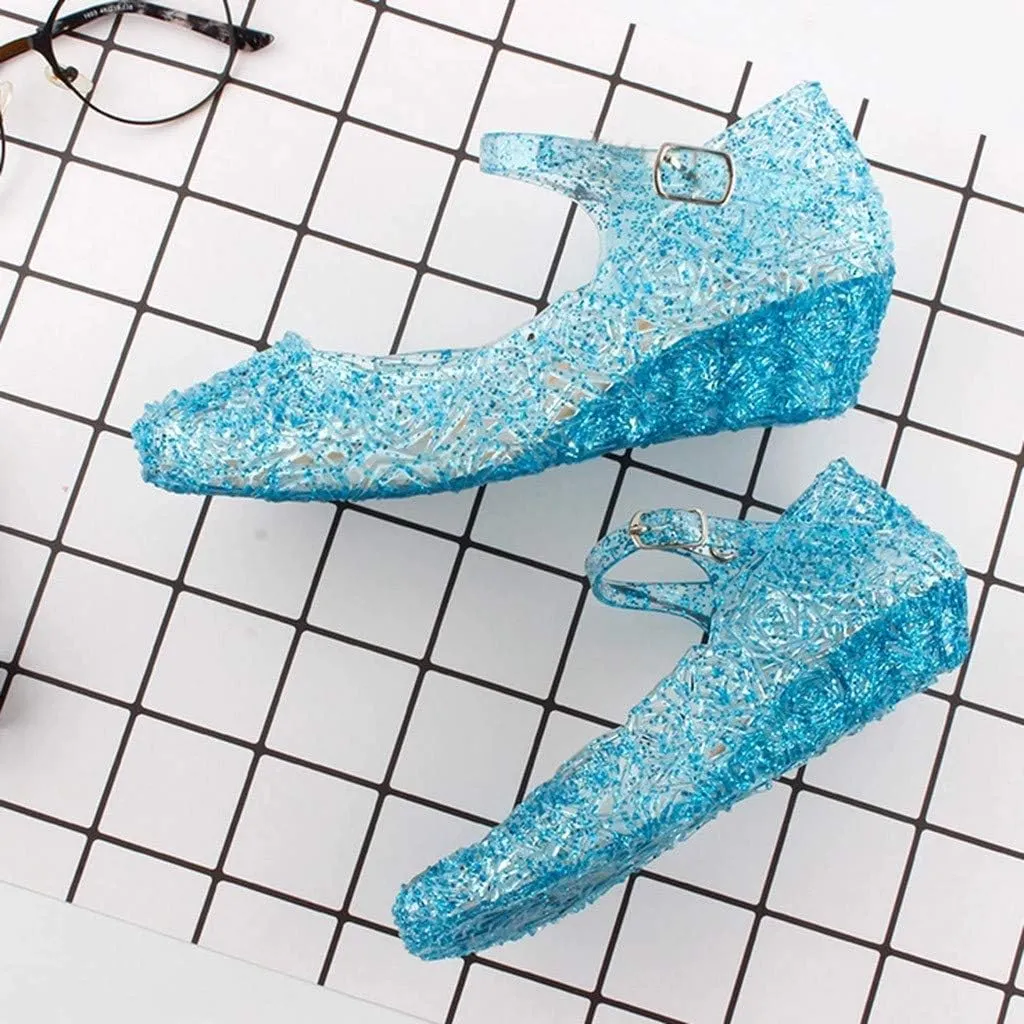 Girls Jelly Sandals Cosplay Dress Up Mary Jane Flats Heels Dance Party Birthday Single Shoes for Girls School Shoes