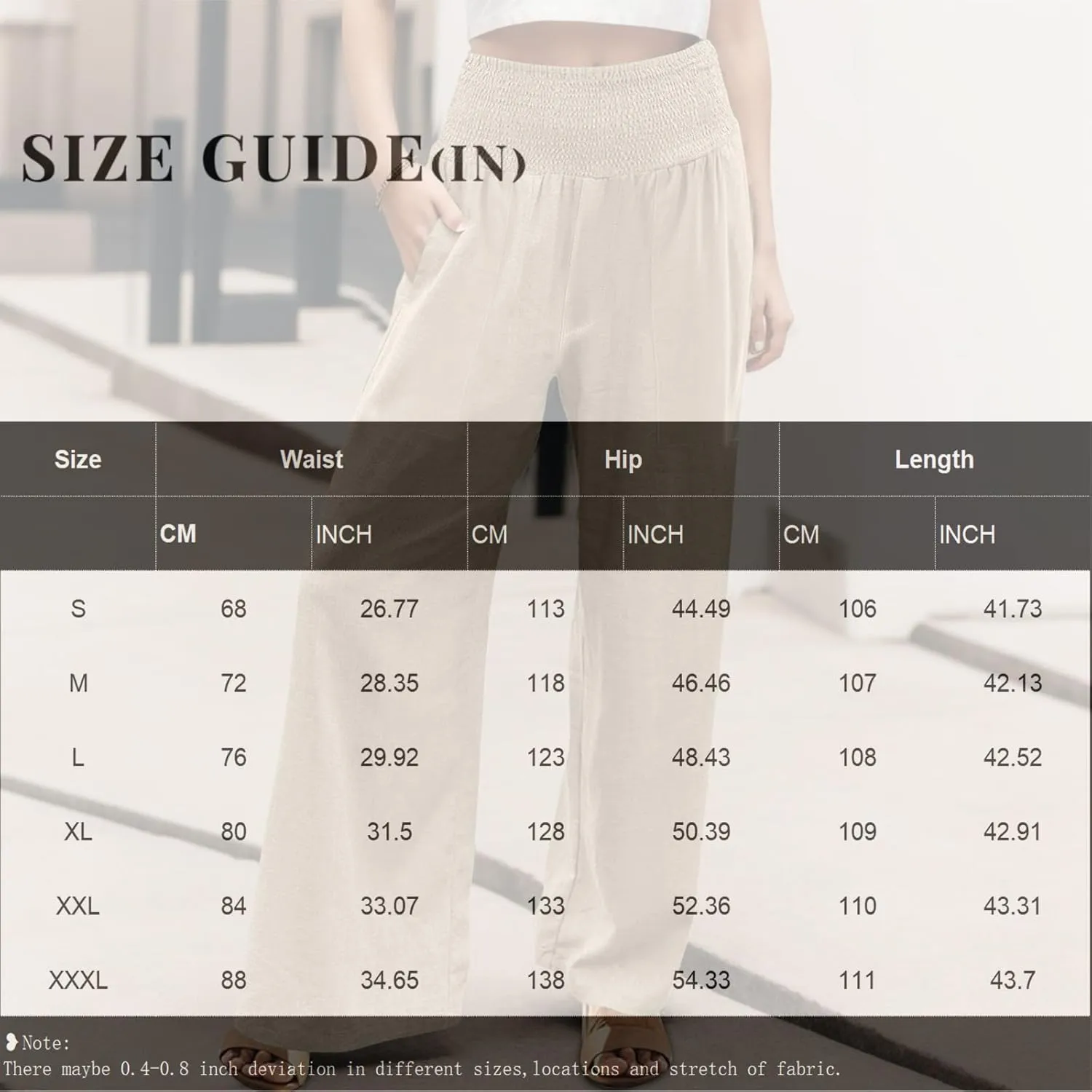 GOFULY Linen Pants Women Wide Leg Flowy High Rise Summer Pants Vacation 2025 Elastic Waist Baggy Solid Trouser with Pockets