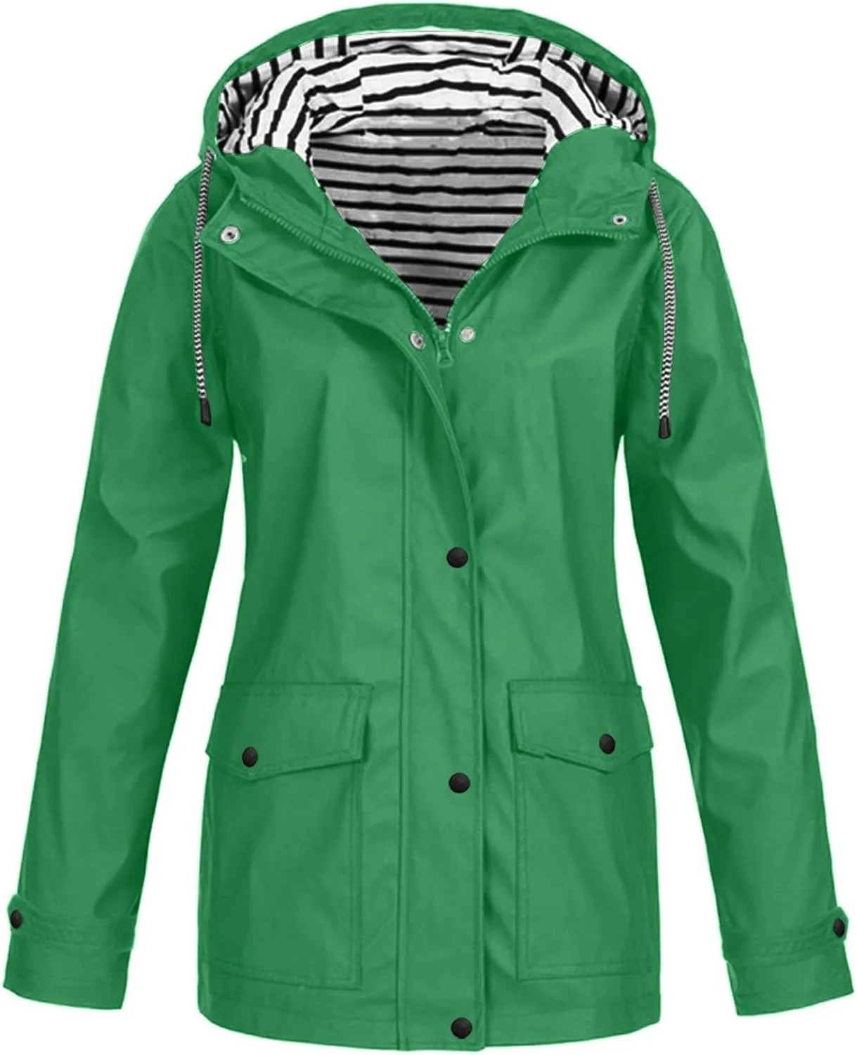GOFULY Raincoat For Women 2024 Waterproof Oversized Rain Jackets Zip Up Fall Winter Coats With Hood Solid Windbreaker