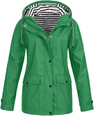 GOFULY Raincoat For Women 2024 Waterproof Oversized Rain Jackets Zip Up Fall Winter Coats With Hood Solid Windbreaker