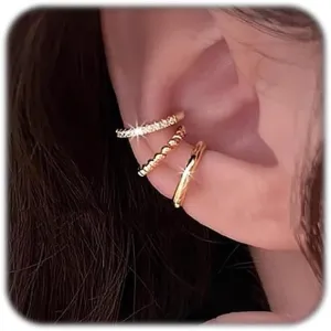 Gold Ear Cuff Earrings For Women Non Piercing Fake Earrings Sets Adjustable Clip On Wrap Earrings