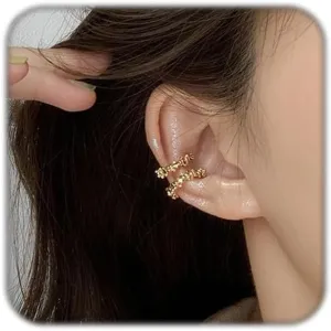 Gold Ear Cuff Earrings For Women Non Piercing Fake Earrings Sets Adjustable Clip On Wrap Earrings