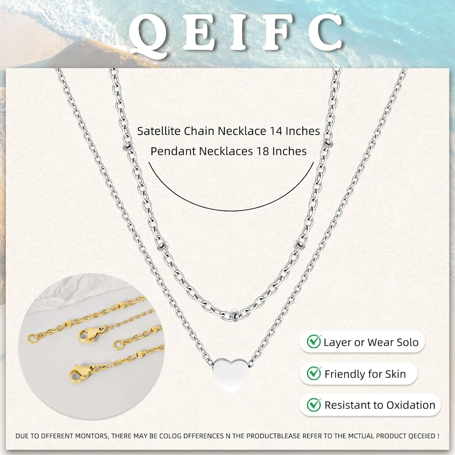 Gold Necklaces Stack for Women, Silver Layered Cute Dainty Bow Heart Pendant Stackable Necklace Simple Stainless Steel Small Thin Chain Choker Necklaces Jewelry Set