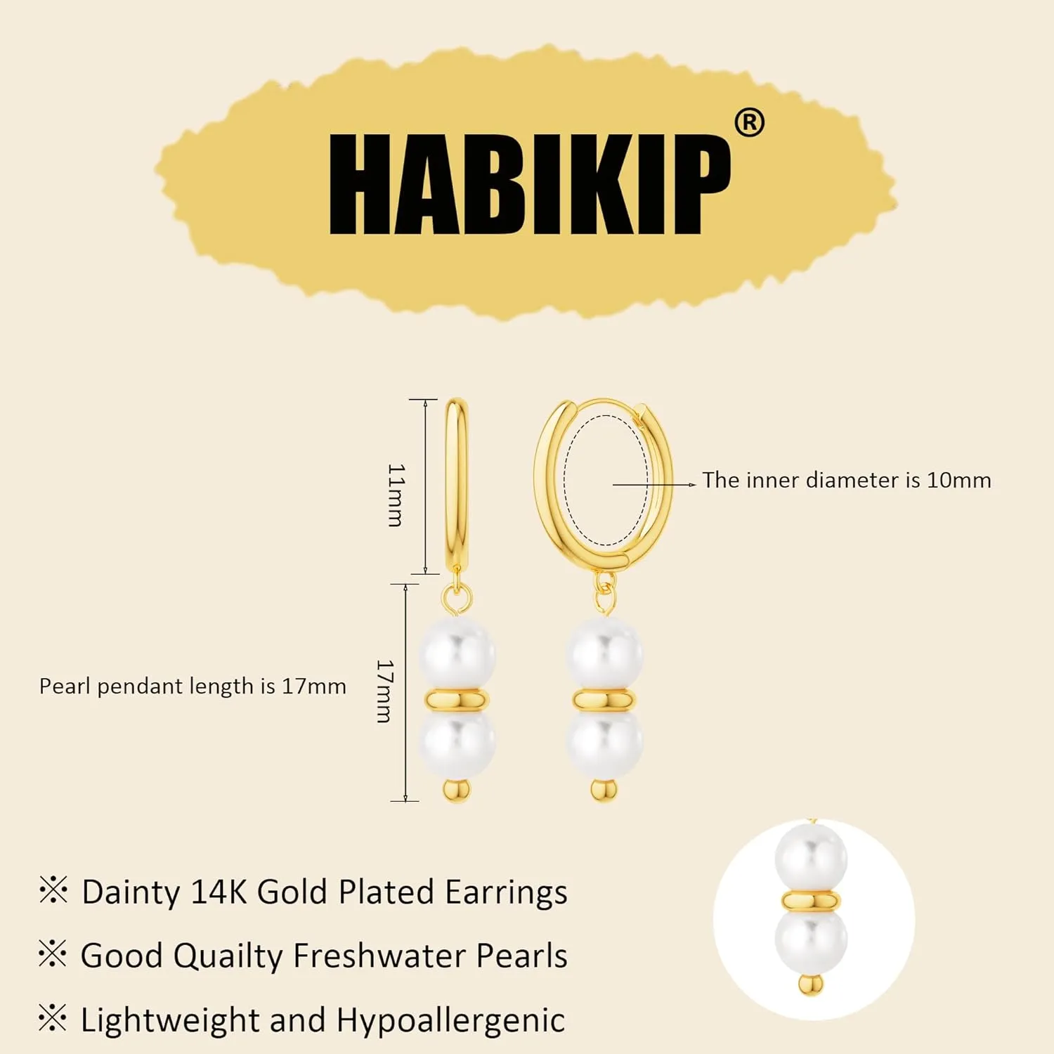 Gold Pearl Dangle Earrings for Women, Trendy 14K Gold Plated Hoop Earrings Dainty Pearl Drop Tiny Hoop Stud Earrings Cute Simple Gold Hypoallergenic Lightweight Jewelry Gifts for Women