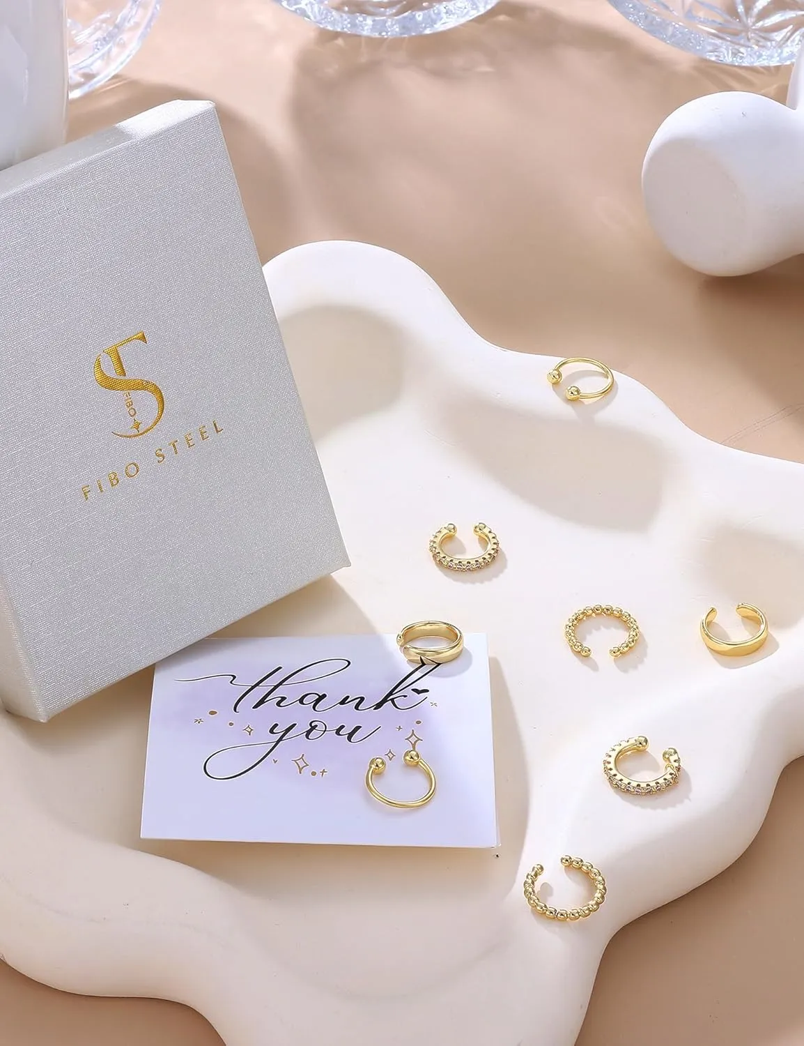 Gold Plated Ear Cuff Earrings for Women Non Piercing - Hypoallergenic Ear Cuffs Silver/Gold Non Tarnish Clip on Cartilage Earrings Fake Earring Set Trendy Jewelry 4Pairs